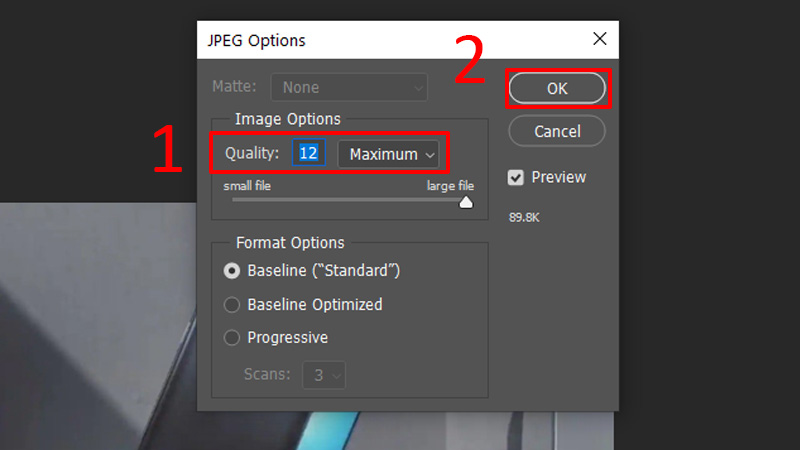 Nhập 12 v&agrave;o &ocirc; Quality